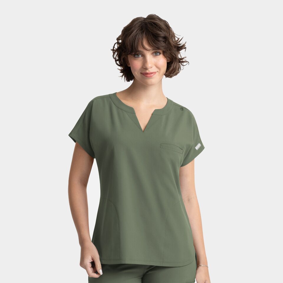 Momentum-by-Maevn_5003-WomensTuckableDolmanTop-Olive-OLV-01-Maevn-Scrubs.jpg