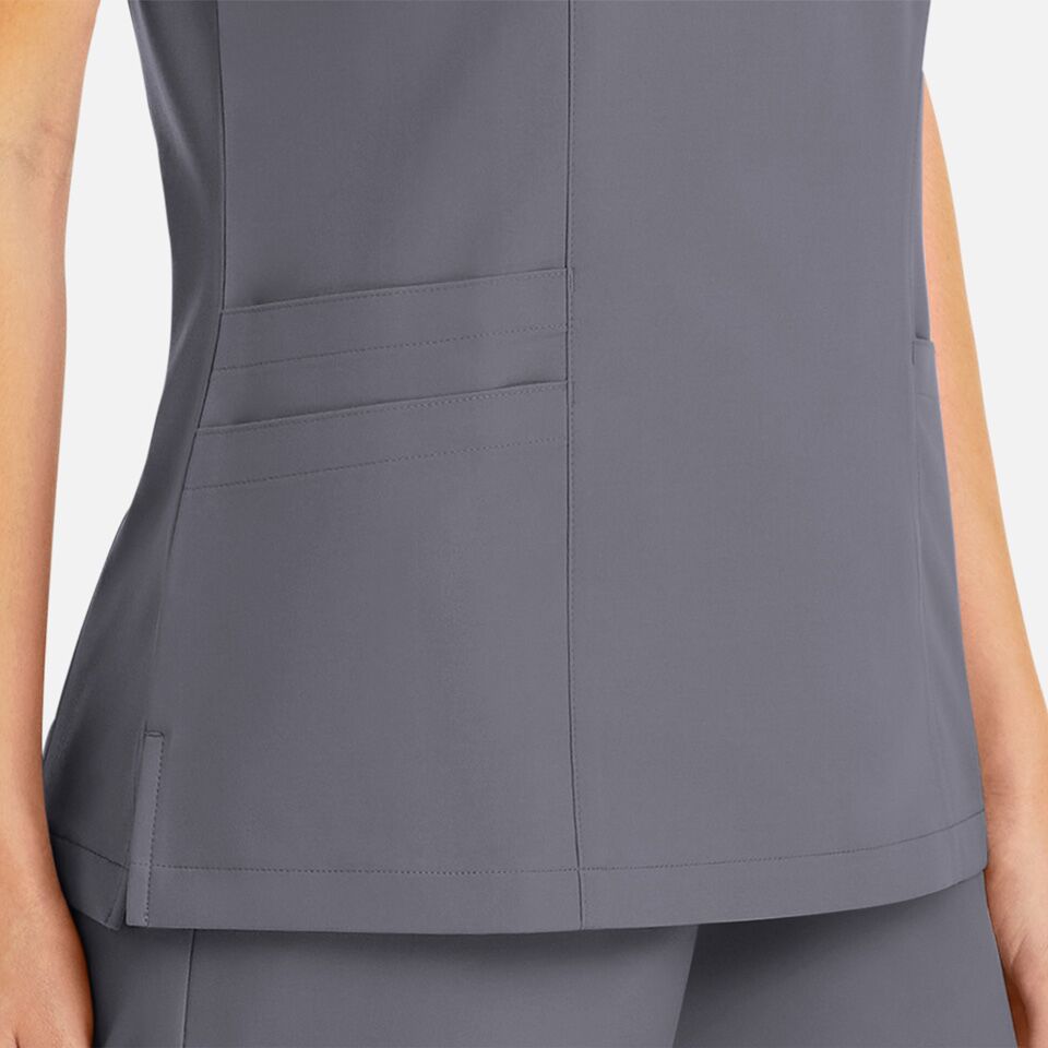 Momentum-by-Maevn_5004-WomensMockWrapTopWithContrastTrim-Pewter-PEW-04-Maevn-Scrubs