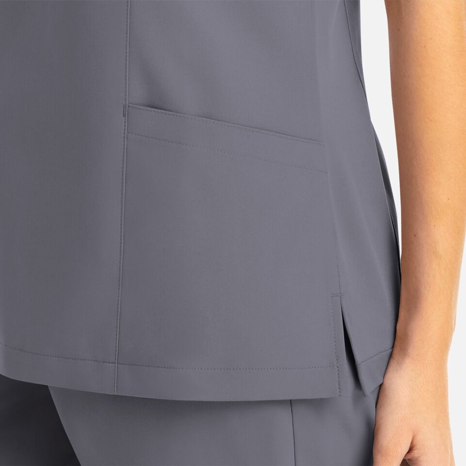 Momentum-by-Maevn_5004-WomensMockWrapTopWithContrastTrim-Pewter-PEW-05-Maevn-Scrubs