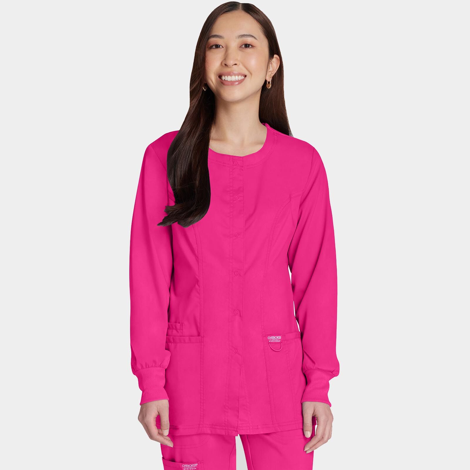 Snap Front Jacket Revolution By Cherokee WW310 Electric Pink 01