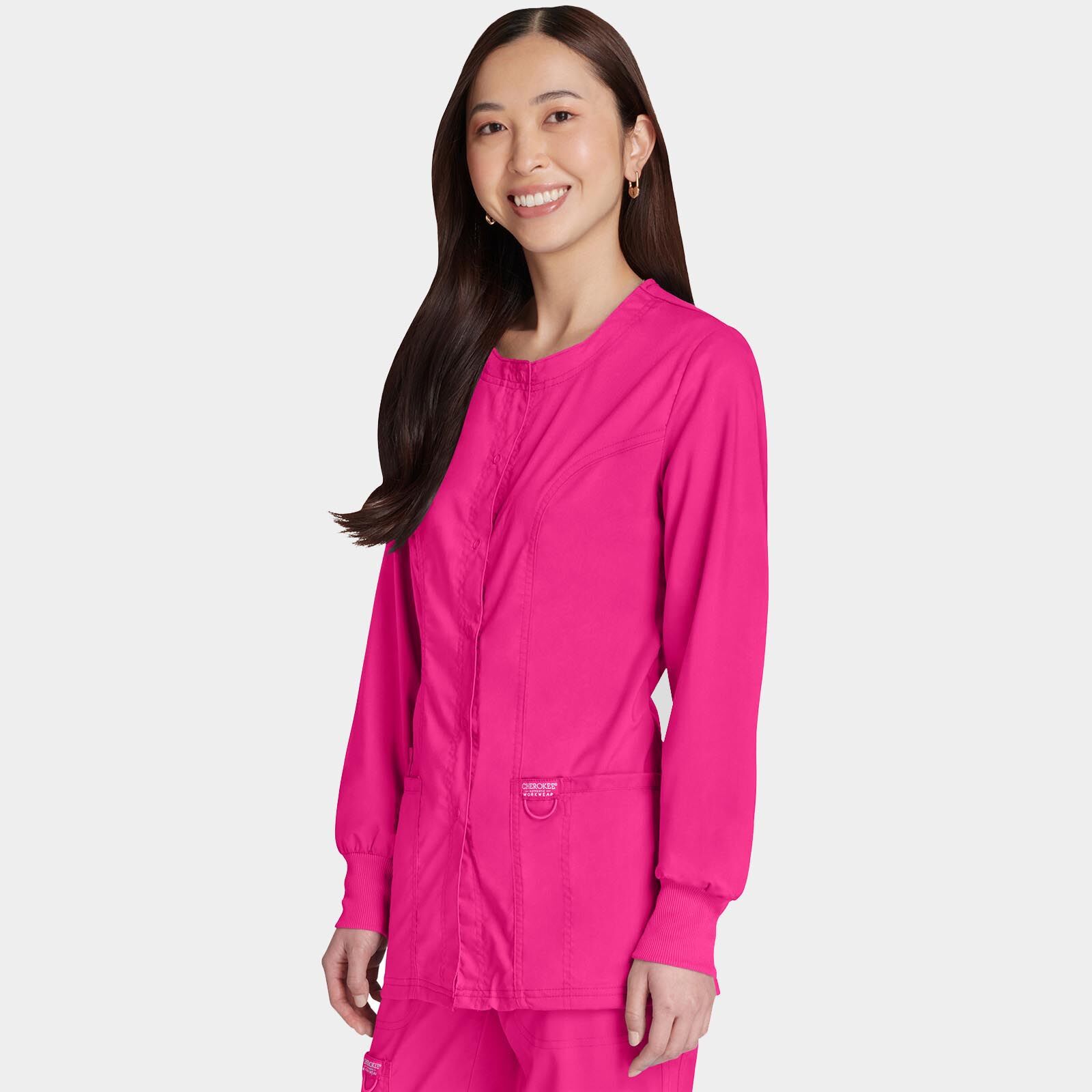 Snap Front Jacket Revolution By Cherokee WW310 Electric Pink 02