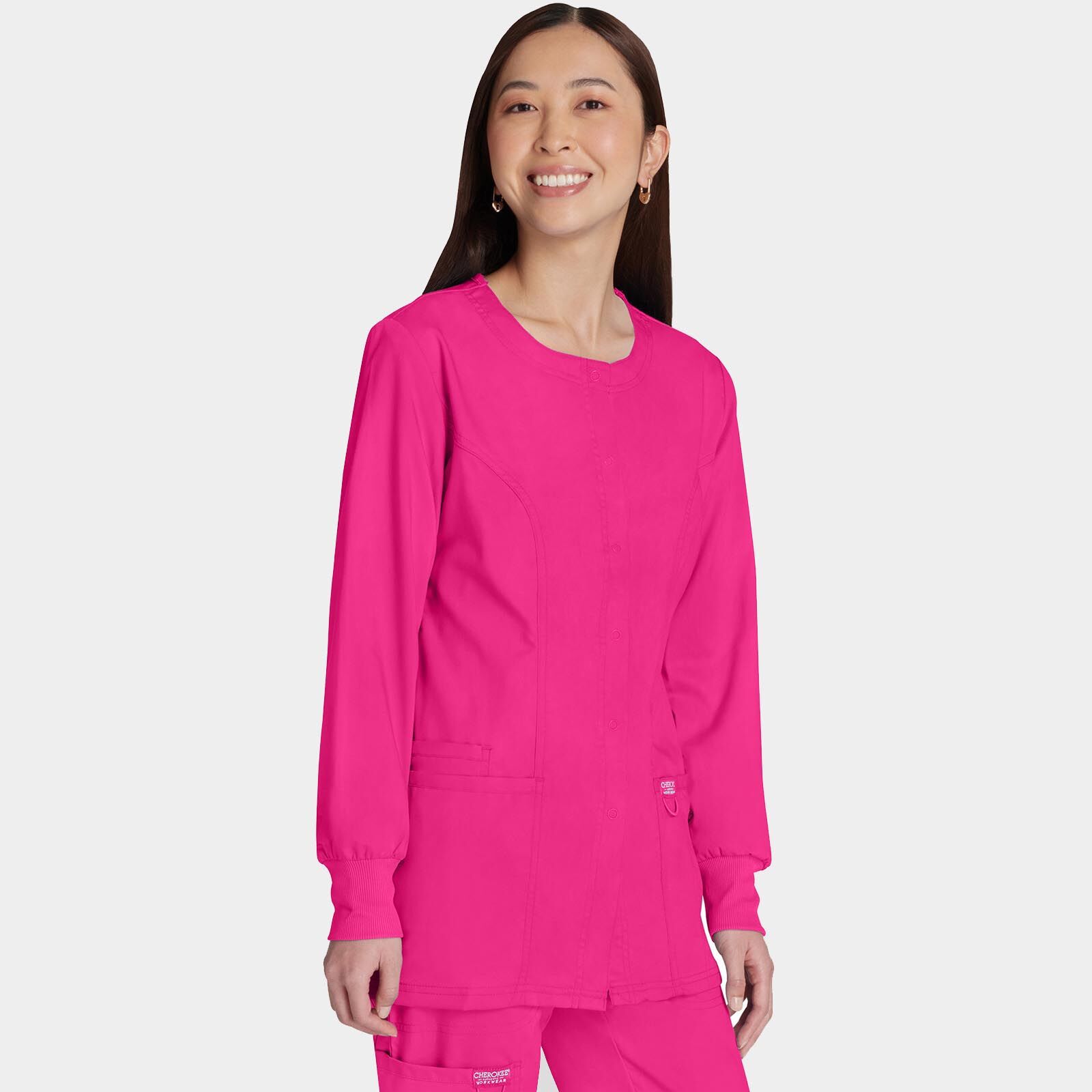 Snap Front Jacket Revolution By Cherokee WW310 Electric Pink 03