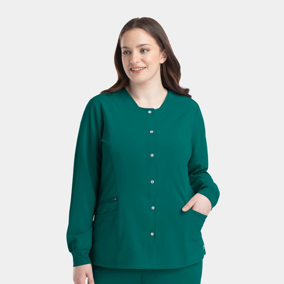 Epic-by-IRG_4811-WomensSnapJacket-HunterGreen-HTR-01-IRG-Scrubs.jpg
