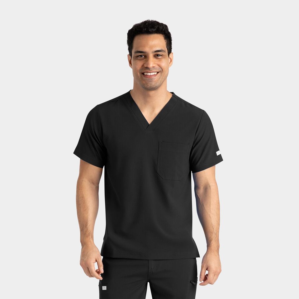 Epic-by-IRG_4852-Mens1PocketTop-Black-BLK-01-IRG-Scrubs